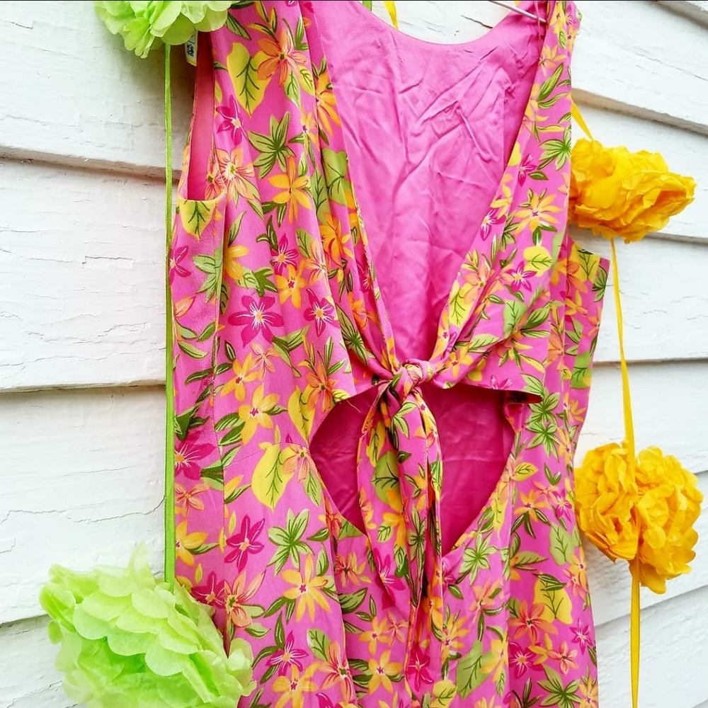 Vintage Floral Silk Dress - Picture 1 of 7